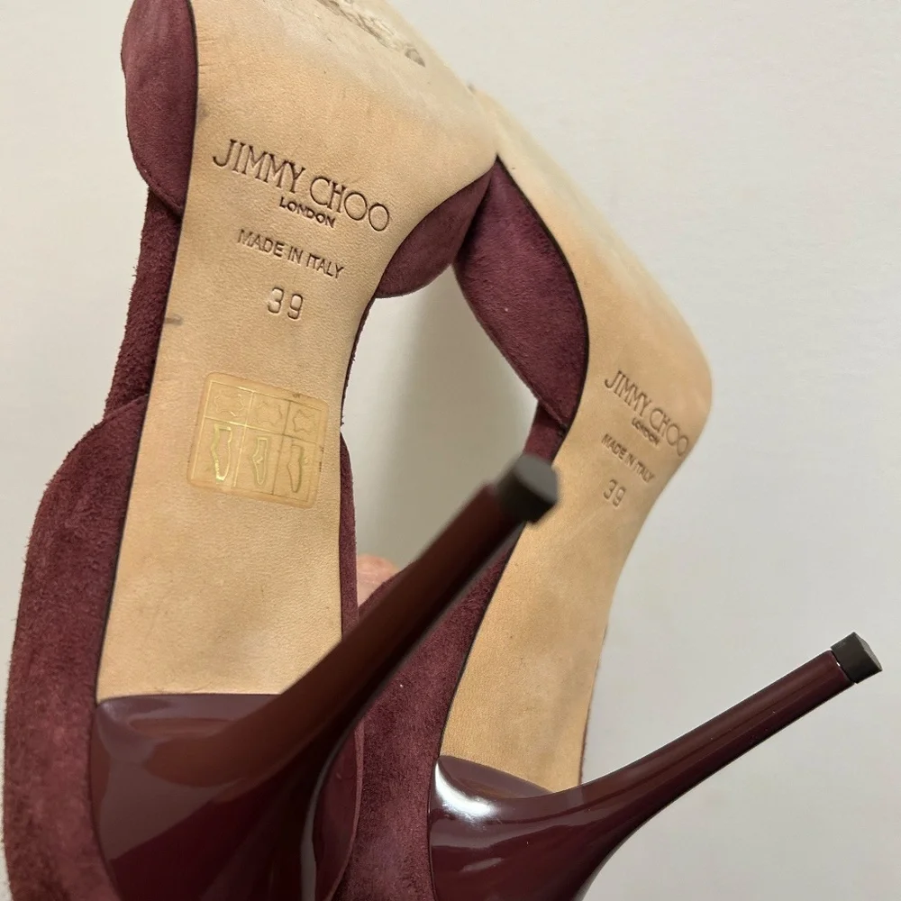 Jimmy Choo *Barely Worn* Burgundy Suede Addison D'Orsay Pumps - Picture 7 of 10